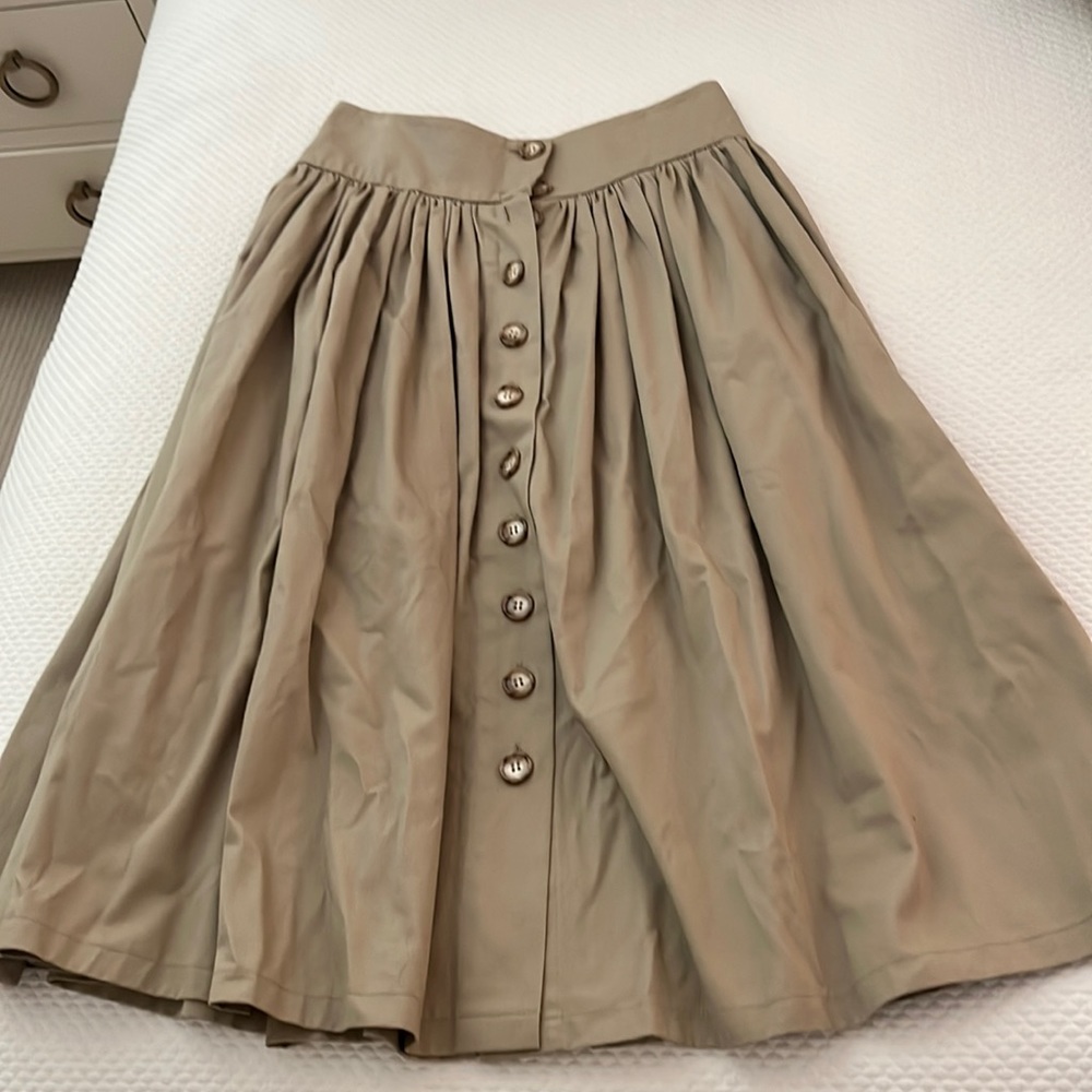 Meg Khaki Button Midi Skirt